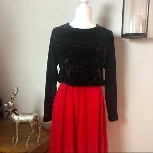 Free Press Black Crushed Velvet Cropped Sweater Size Small